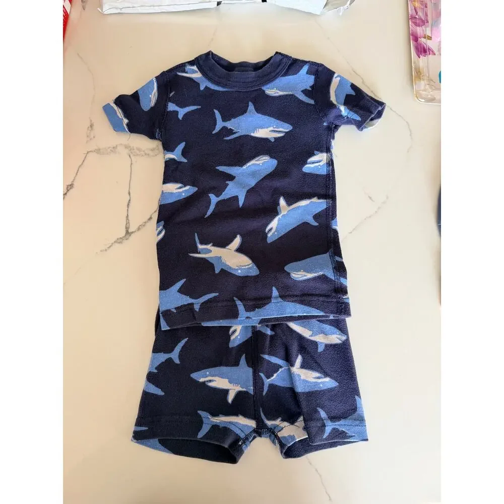 Hanna Andersson Organic Cotton Shark Print Pajama Set 3T